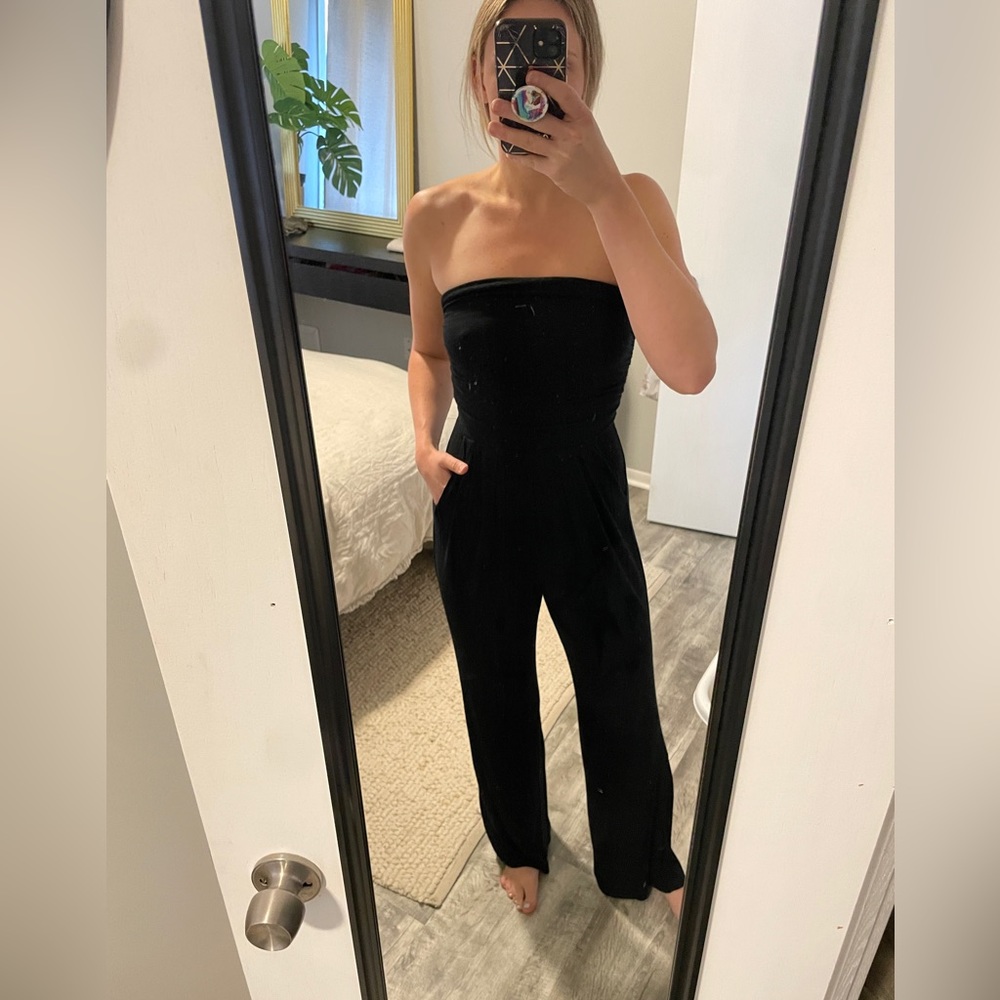 Black strapless jumpsuit